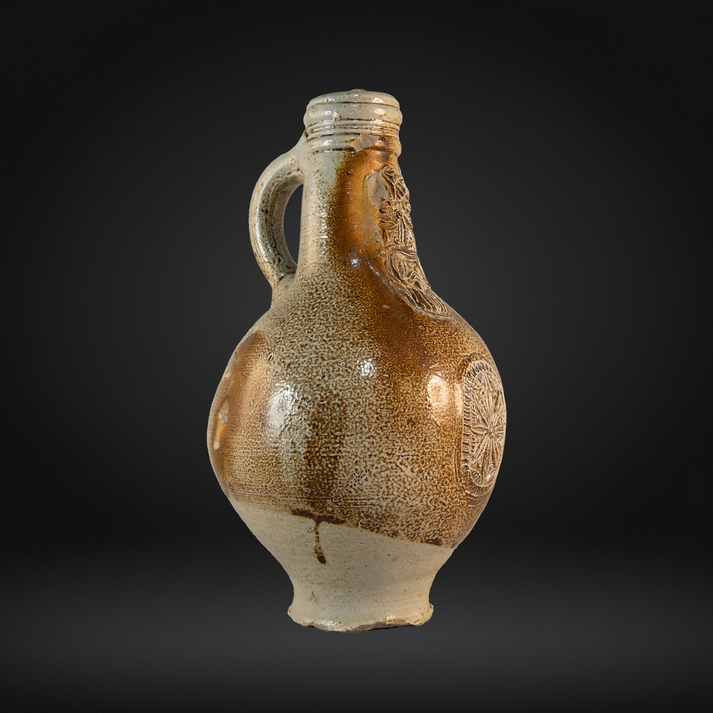 17th Century Bellarmine Bottle, Grimacing Face - Frechen