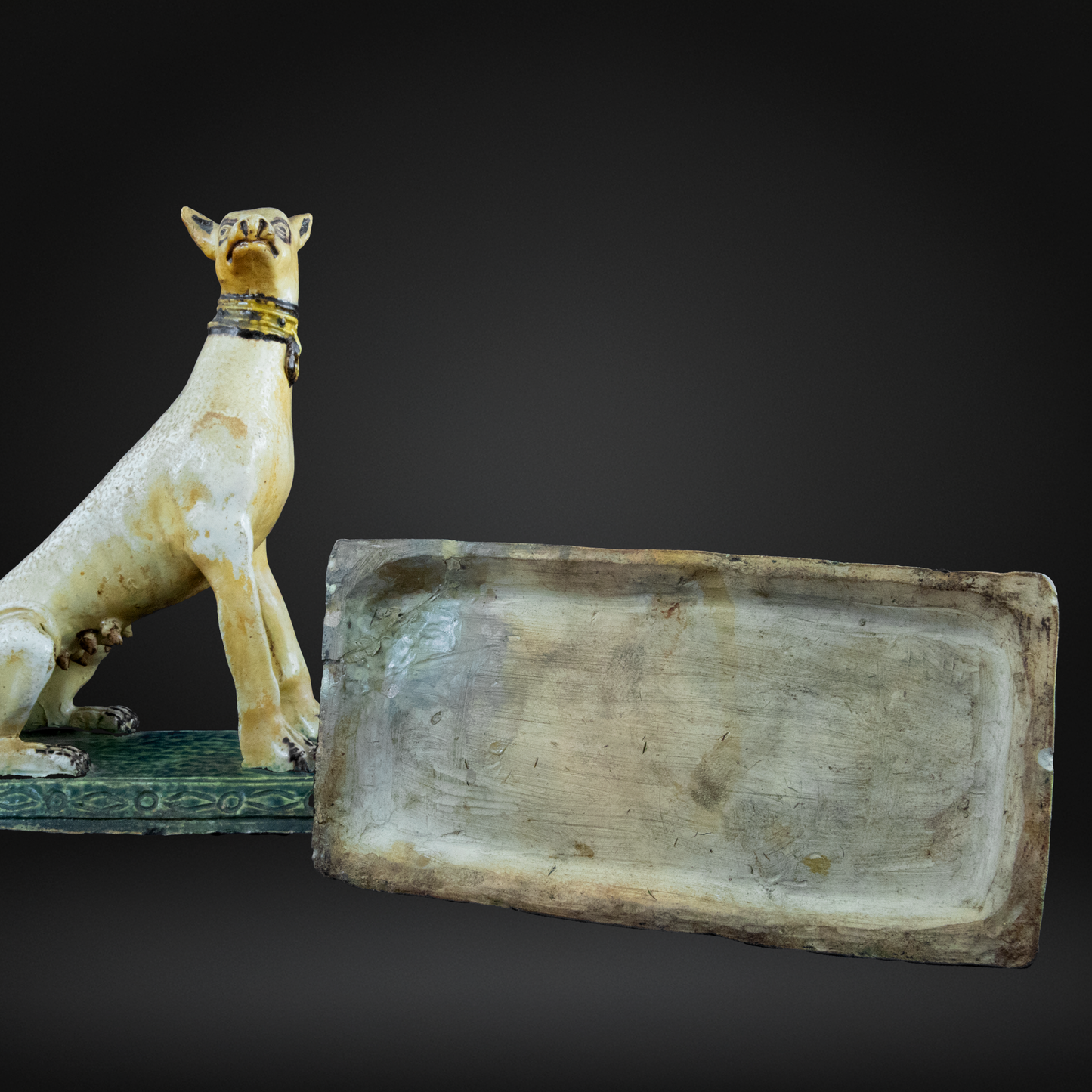 18th Century Faience Pottery Greyhound Dogs - Brussels