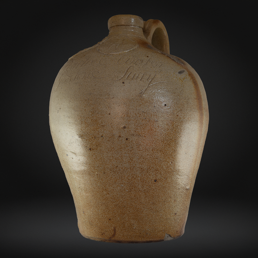 A Godstone 'Iron Pear Tree' Saltglaze Stoneware Gout Water Bottle c1750 - ex Jonathan Horne