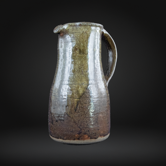 Jim Malone - Mottled Iron & Green Ash Glaze Stoneware Jug - Lessonhall