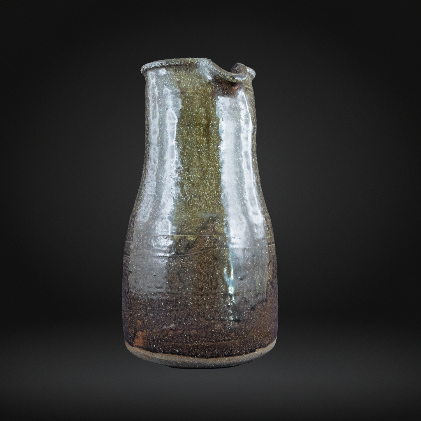 Jim Malone - Mottled Iron & Green Ash Glaze Stoneware Jug - Lessonhall