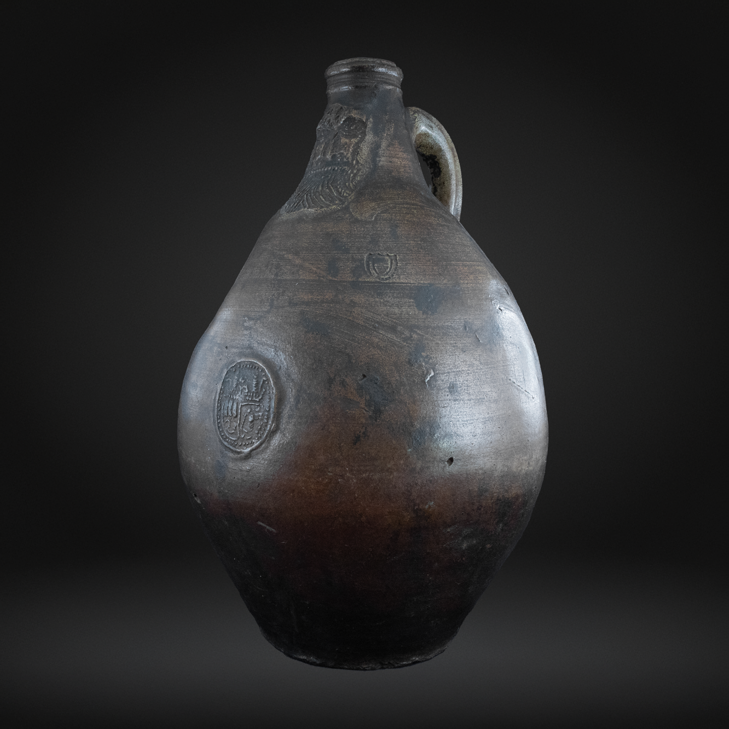 17th Century Bellarmine Jug, Early German Stoneware - Frechen