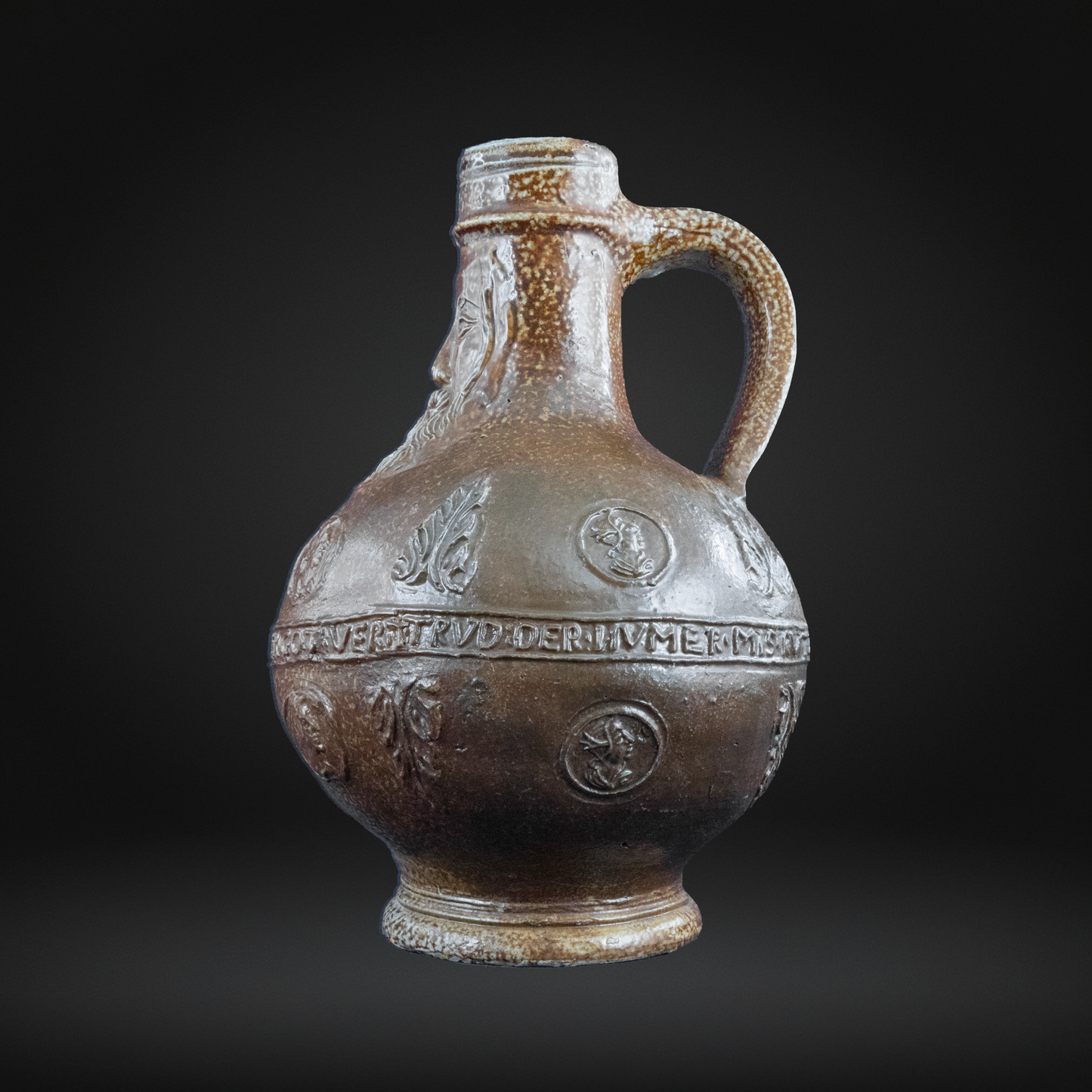Mid 16th Century Bellarmine Bottle, German Salt Glaze Stoneware - Frechen