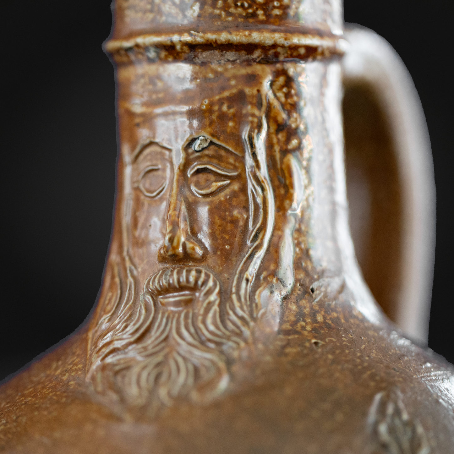 Mid 16th Century Bellarmine Bottle, German Salt Glaze Stoneware - Frechen