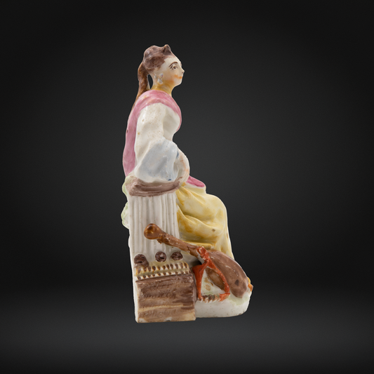 1750 porcelain figure of euterpe by Bow. Early english porcelain