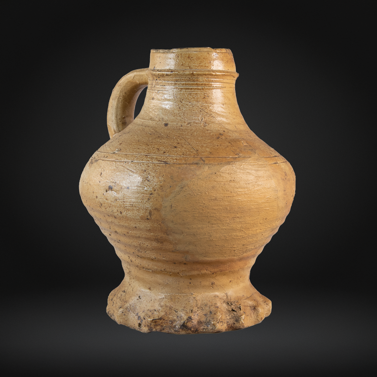 Early German Salt Glaze Stoneware Jug - Raeren circa 1500, Mid-Sized