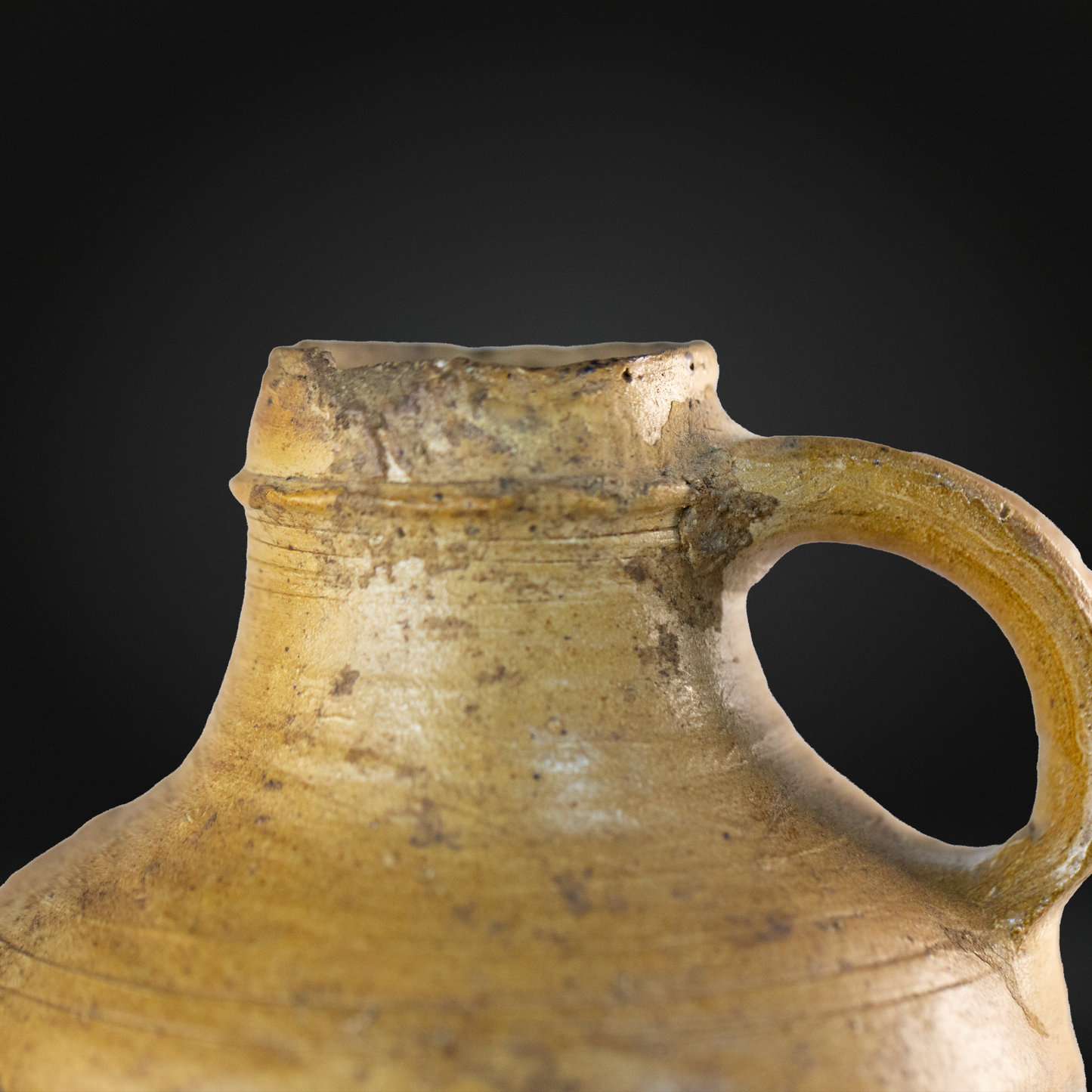 Early German Salt Glaze Stoneware Jug - Raeren circa 1500, Mid-Sized