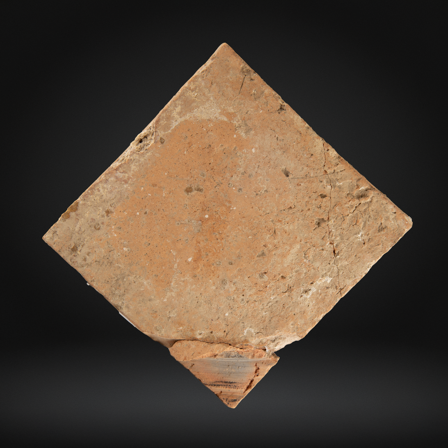Medieval Encaustic Floor Tile, Intricate Geometric Pattern - 14th Century, Northern France