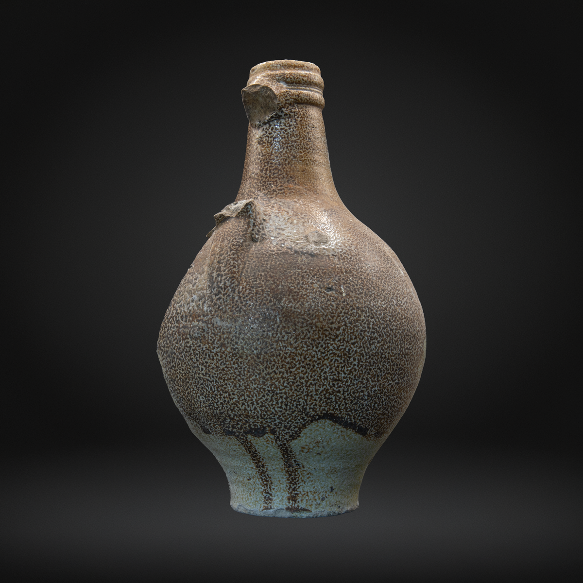 16th or 17th Century Cobalt Splashed Bellarmine Bottle - UK Found Witch Bottle - Frechen