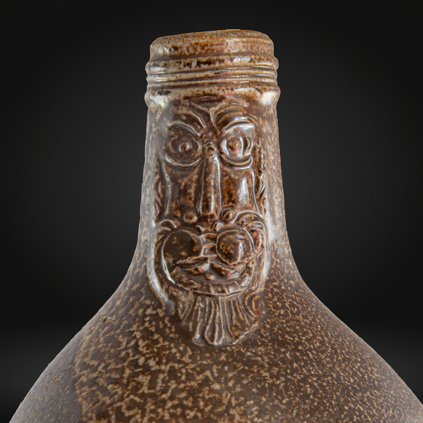 17th Century Bellarmine Bottle, Salt Glazed Witch Bottle - Frechen