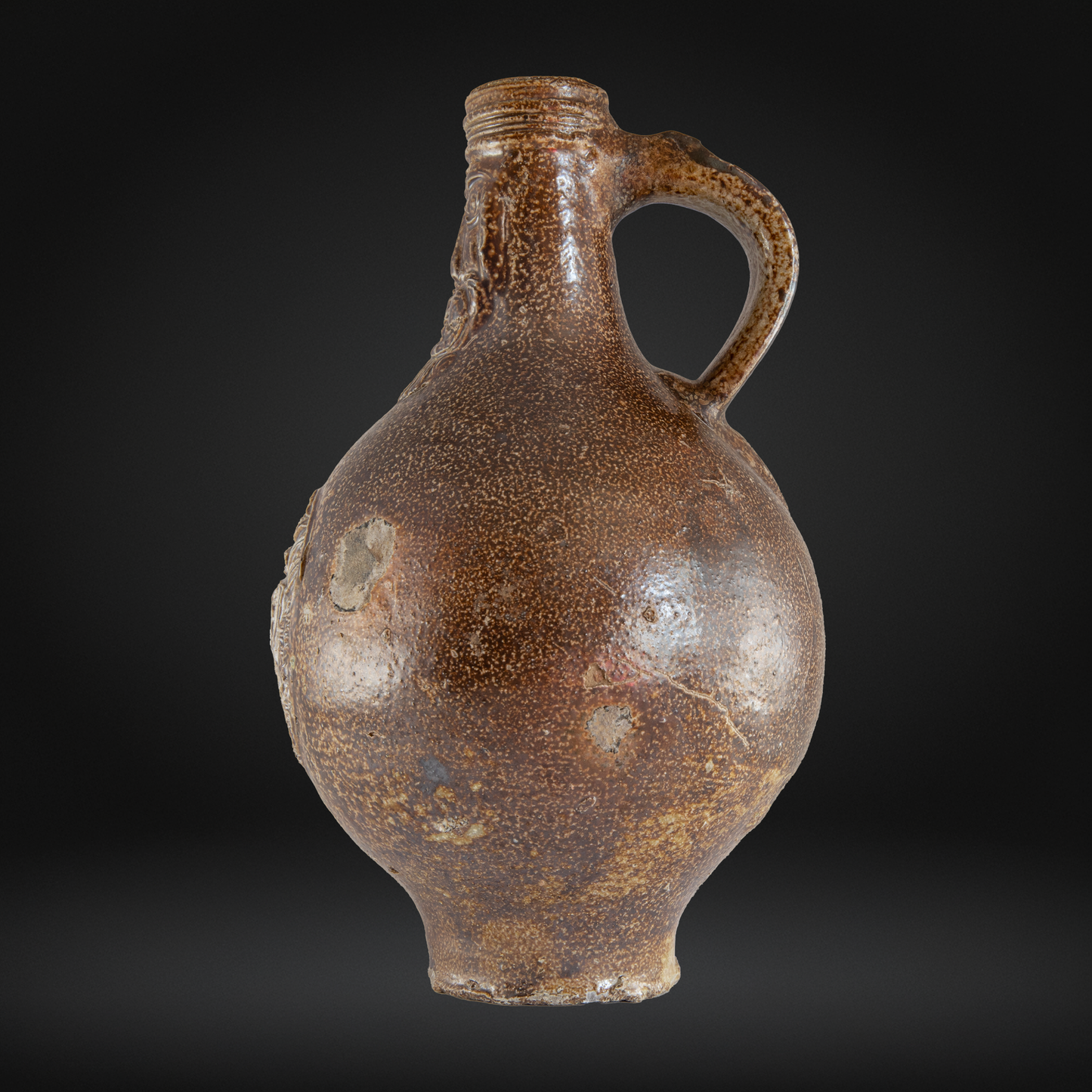 17th Century Bellarmine Bottle, Salt Glazed Witch Bottle - Frechen