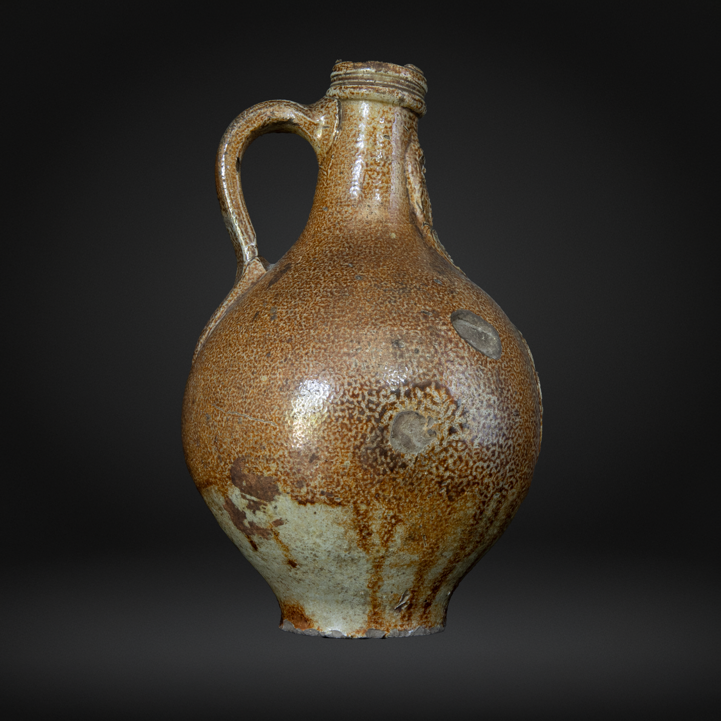 17th Century Bellarmine Bottle - Grimacing Face, Salt Glazed Witch Bottle - Frechen