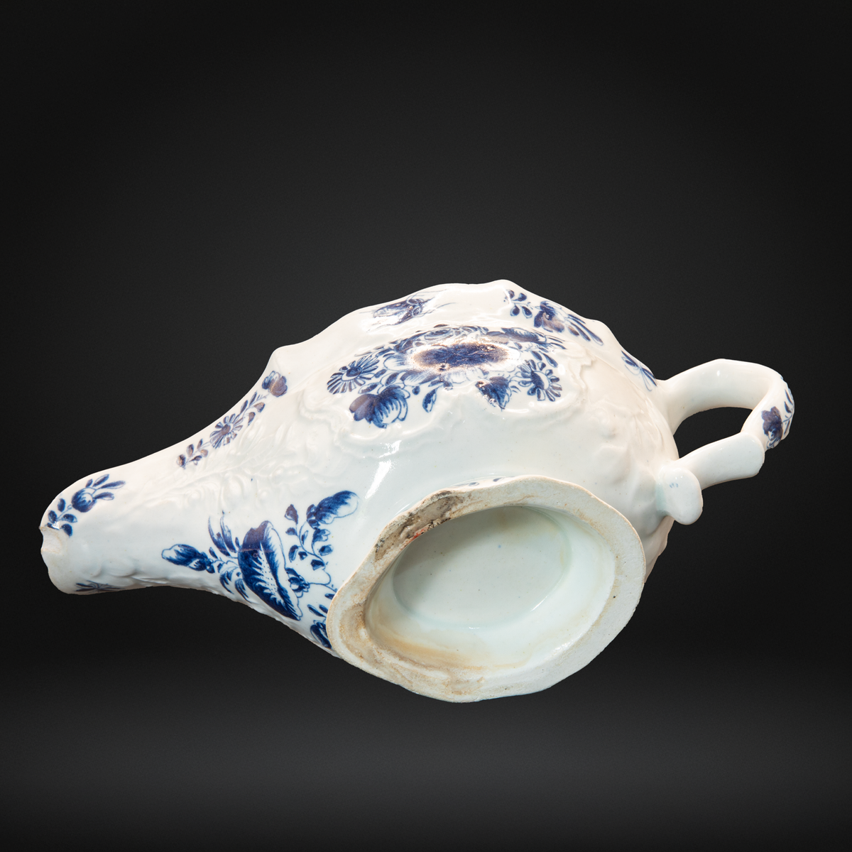 A Bow Porcelain Blue and White Sauceboat, Circa 1760