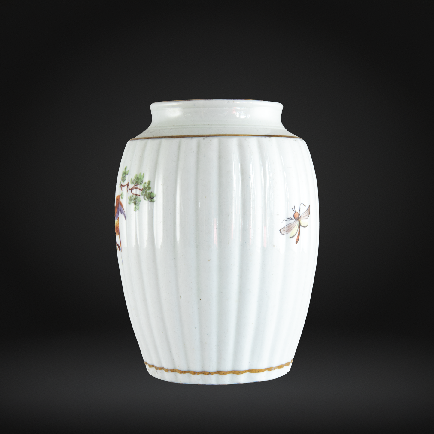 18th Century Keeling Porcelain Tea Cannister, Fancy Bird c1785