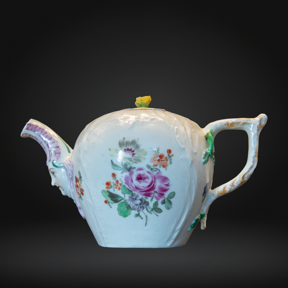A Miniature Berlin Porcelain Moulded Teapot and Cover, circa 1765