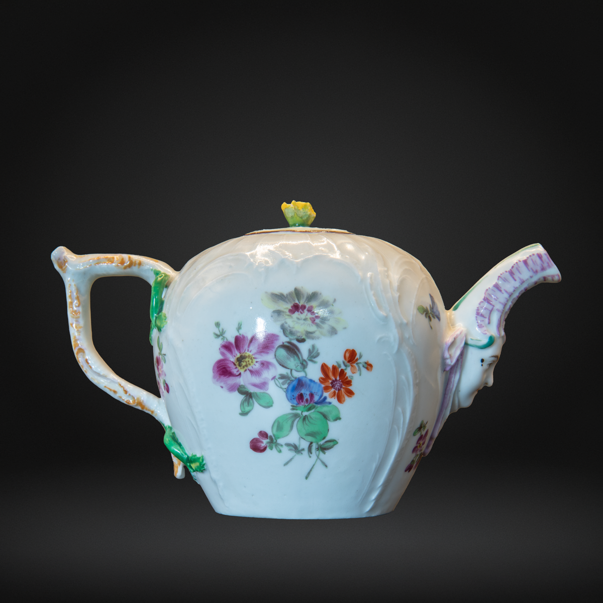A Miniature Berlin Porcelain Moulded Teapot and Cover, circa 1765