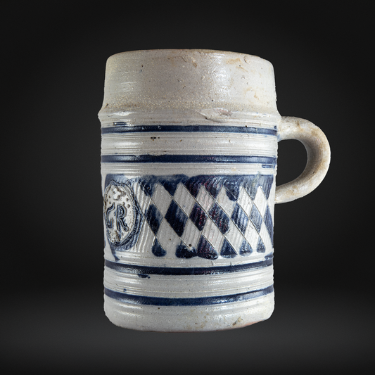 Westerwald Stoneware GR Tankard, Cobalt Painted Grey Salt Glaze c1800