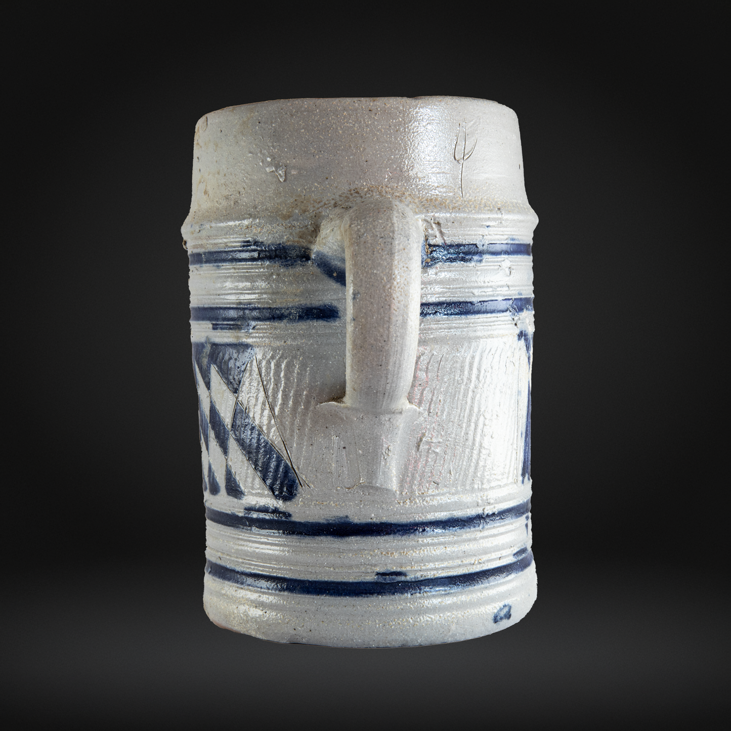 Westerwald Stoneware GR Tankard, Cobalt Painted Grey Salt Glaze c1800