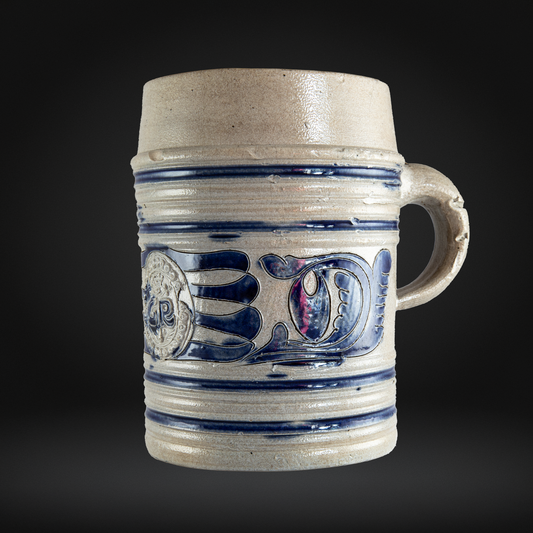 Westerwald Stoneware GR Tankard, Cobalt Painted Grey Salt Glaze 1780-1800