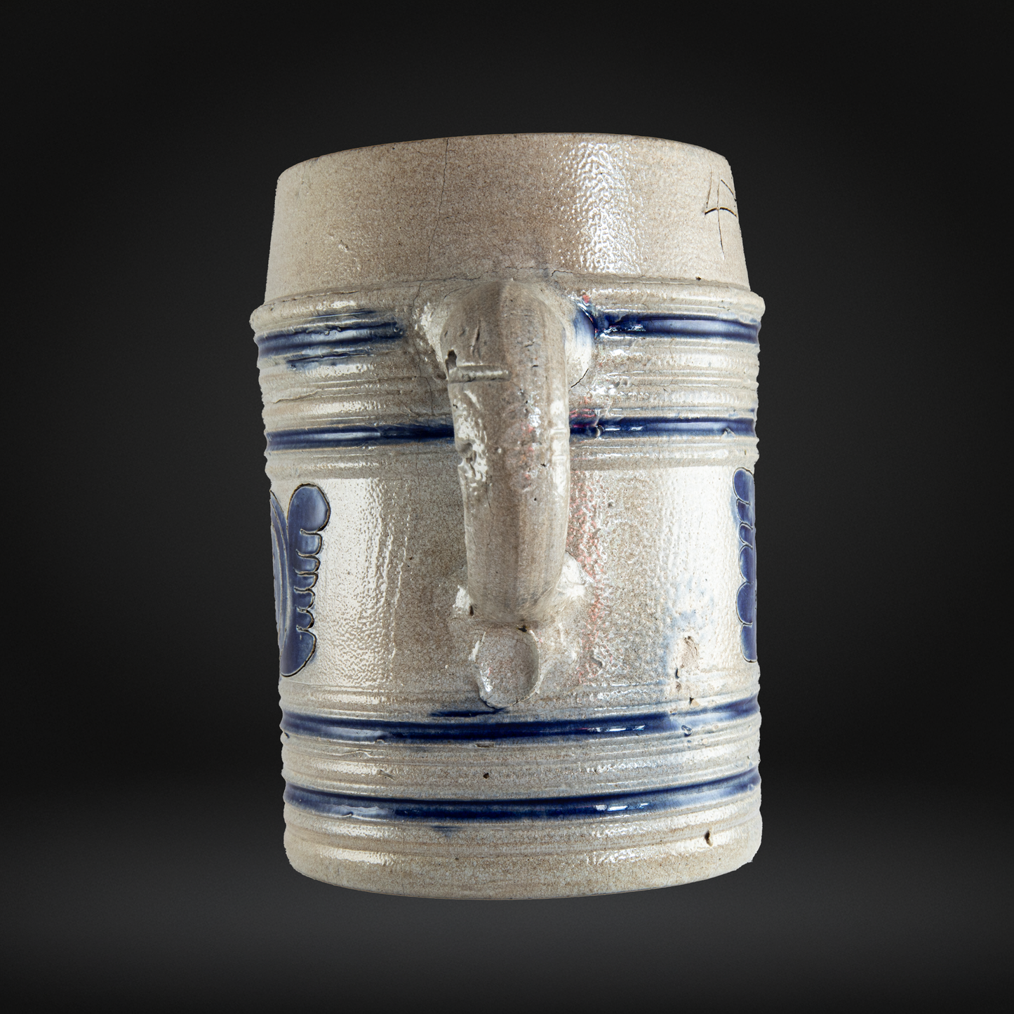 Westerwald Stoneware GR Tankard, Cobalt Painted Grey Salt Glaze 1780-1800