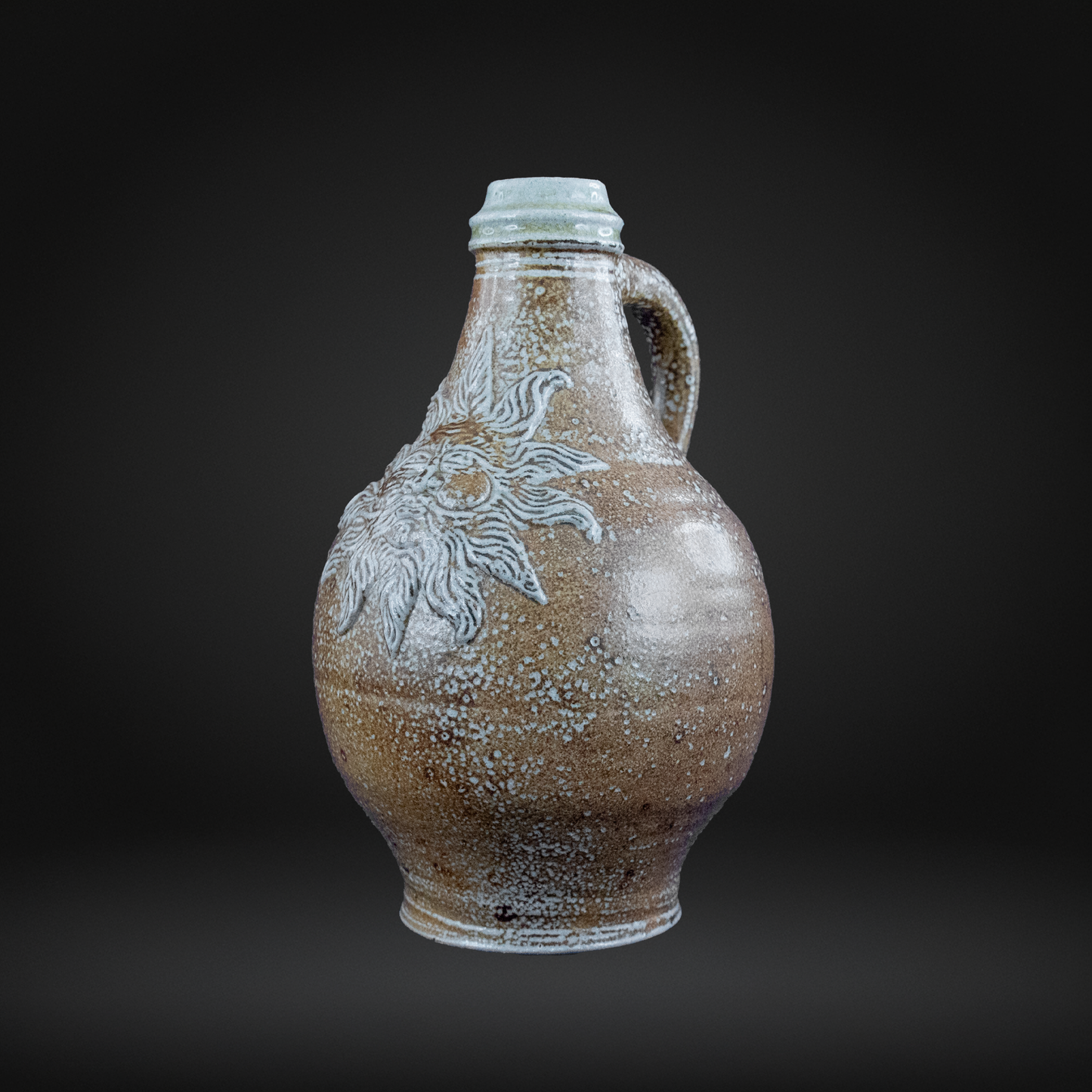 Salt Glazed Studio Pottery Sun Burst  Bellarmine Bottle