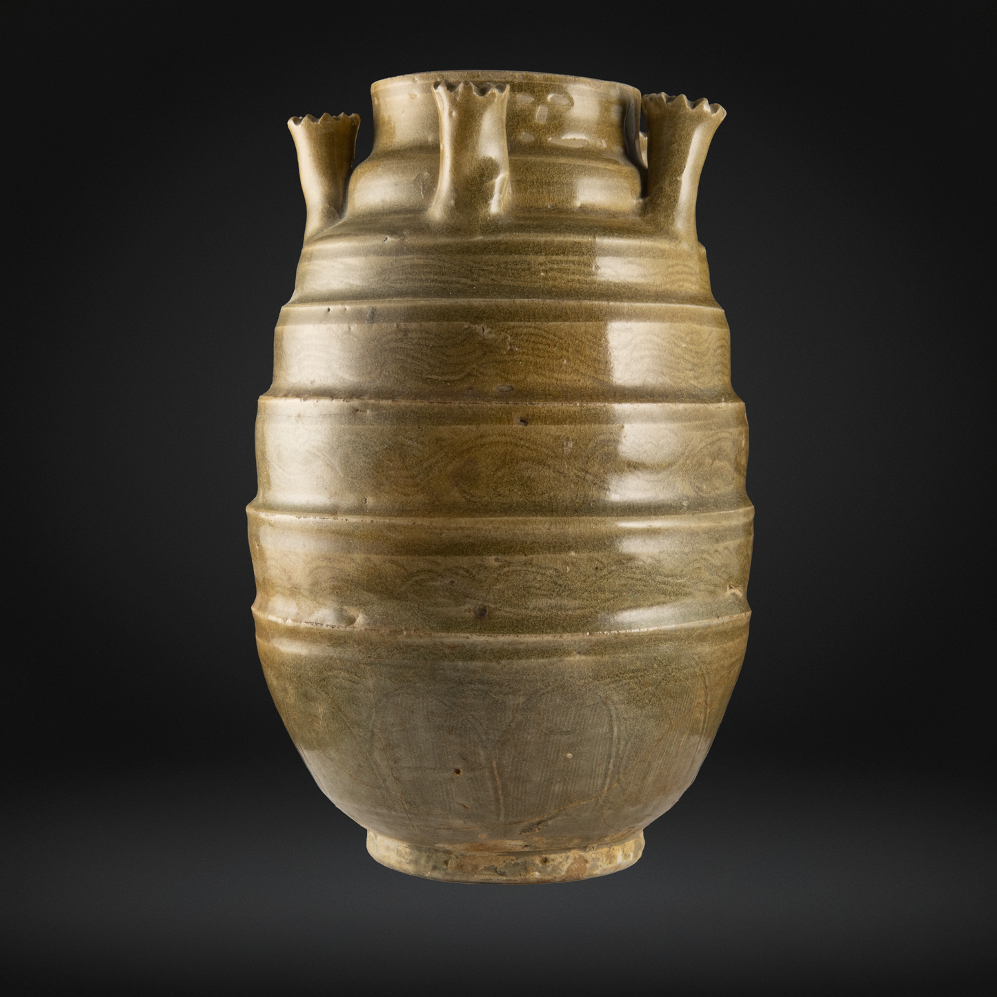 Chinese Longquan Celedon 5 Spout Urn Vessel, Northern Song Dynasty