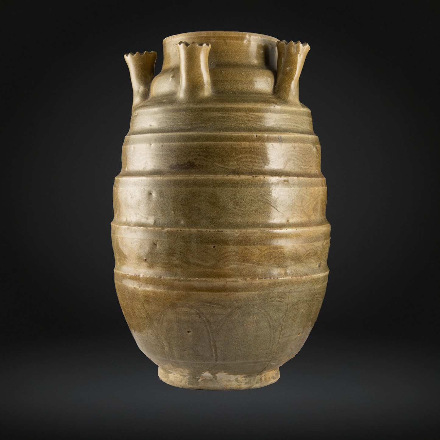 Chinese Longquan Celedon 5 Spout Urn Vessel, Northern Song Dynasty