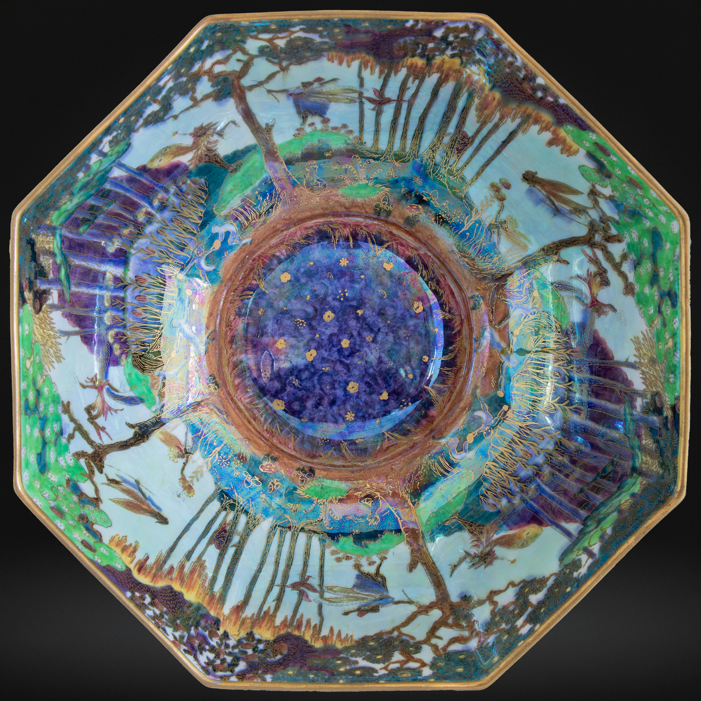 Large Wedgwood Fairyland Lustre Octagonal Bowl - Daisy Makeig-Jones c1920