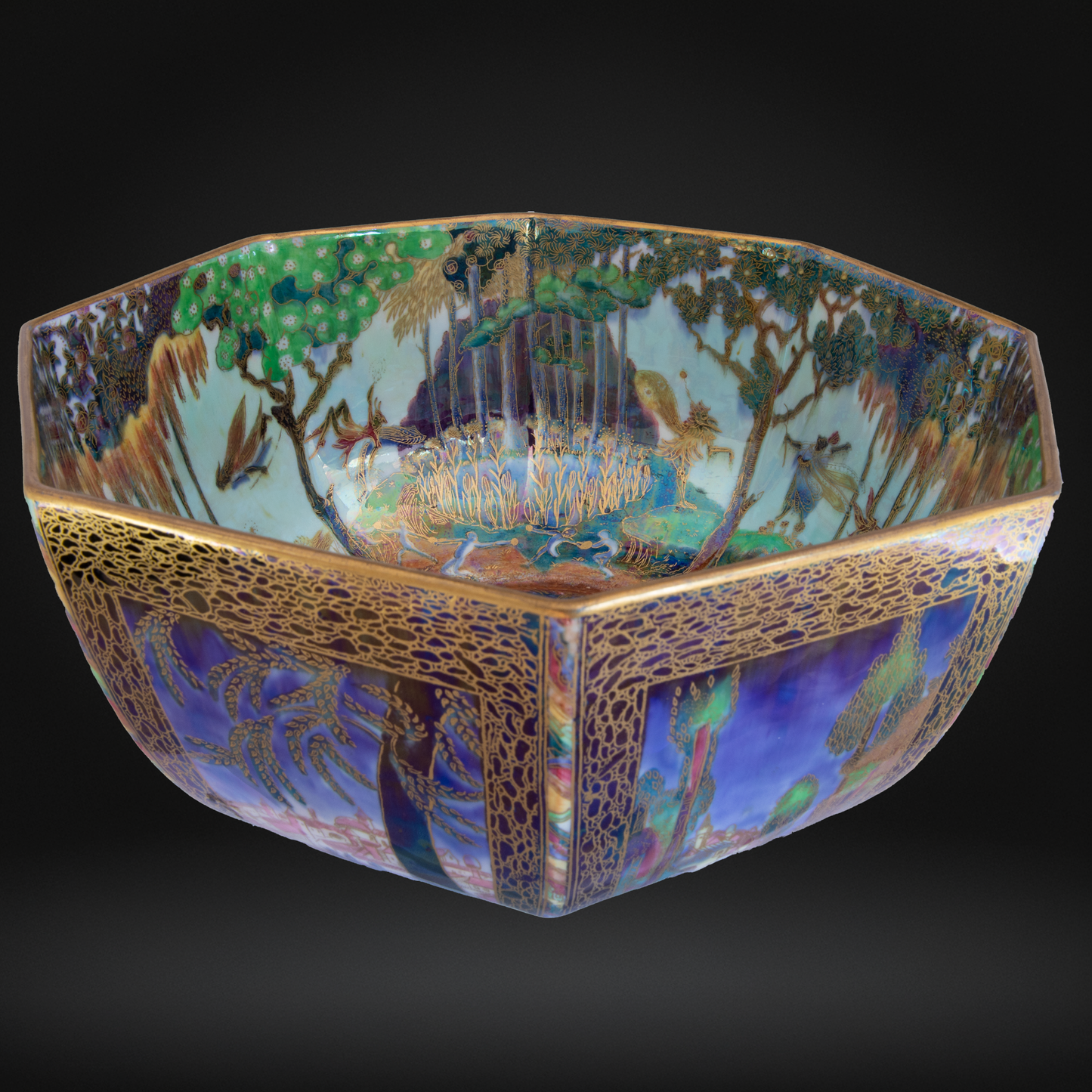 Large Wedgwood Fairyland Lustre Octagonal Bowl - Daisy Makeig-Jones c1920