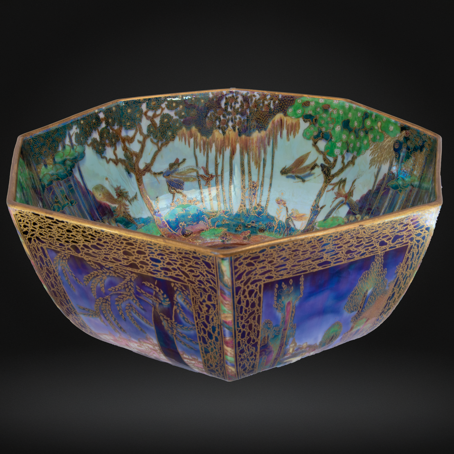Large Wedgwood Fairyland Lustre Octagonal Bowl - Daisy Makeig-Jones c1920