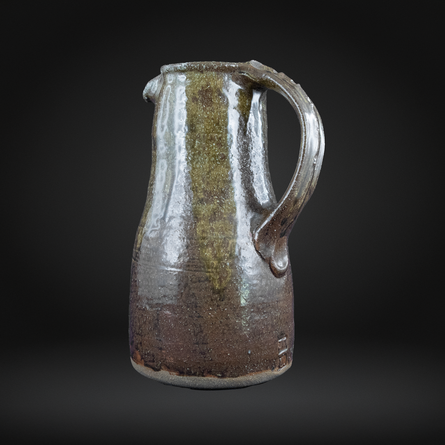Jim Malone - Mottled Iron & Green Ash Glaze Stoneware Jug - Lessonhall