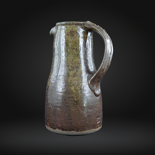Jim Malone - Mottled Iron & Green Ash Glaze Stoneware Jug - Lessonhall