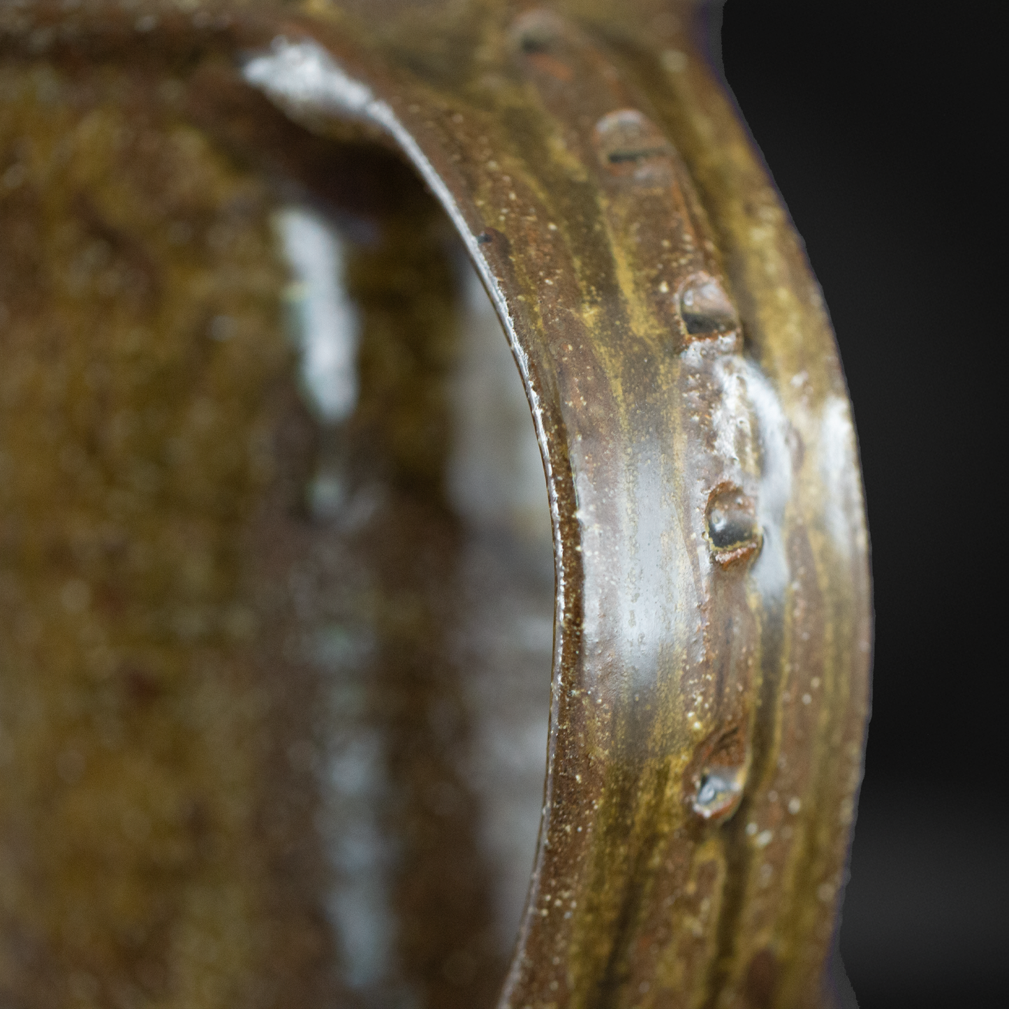 Jim Malone - Mottled Iron & Green Ash Glaze Stoneware Jug - Lessonhall
