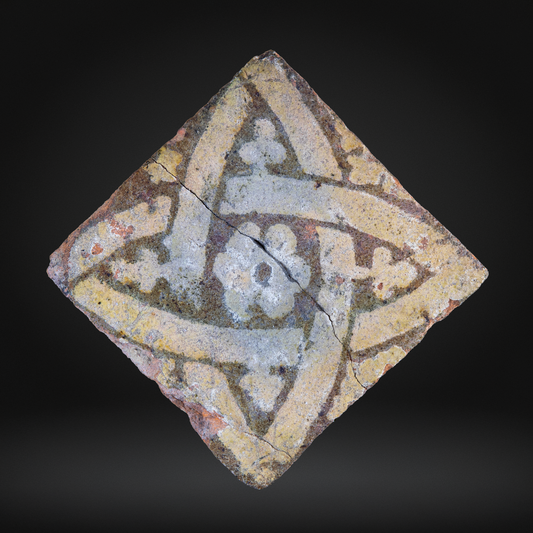 Medieval Encaustic Tile, Geometric - 14th Century, Northern France