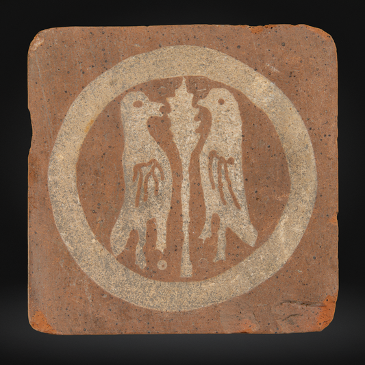 Medieval Encaustic Tile, Birds - 15th Century France