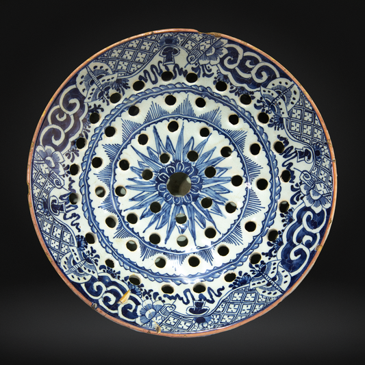 Mid 18th Century English Delftware Colander Bowl
