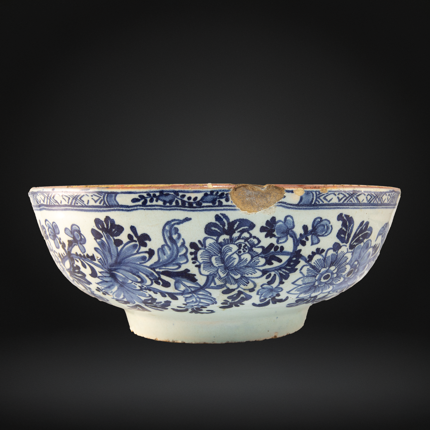 Mid 18th Century English Delftware Colander Bowl