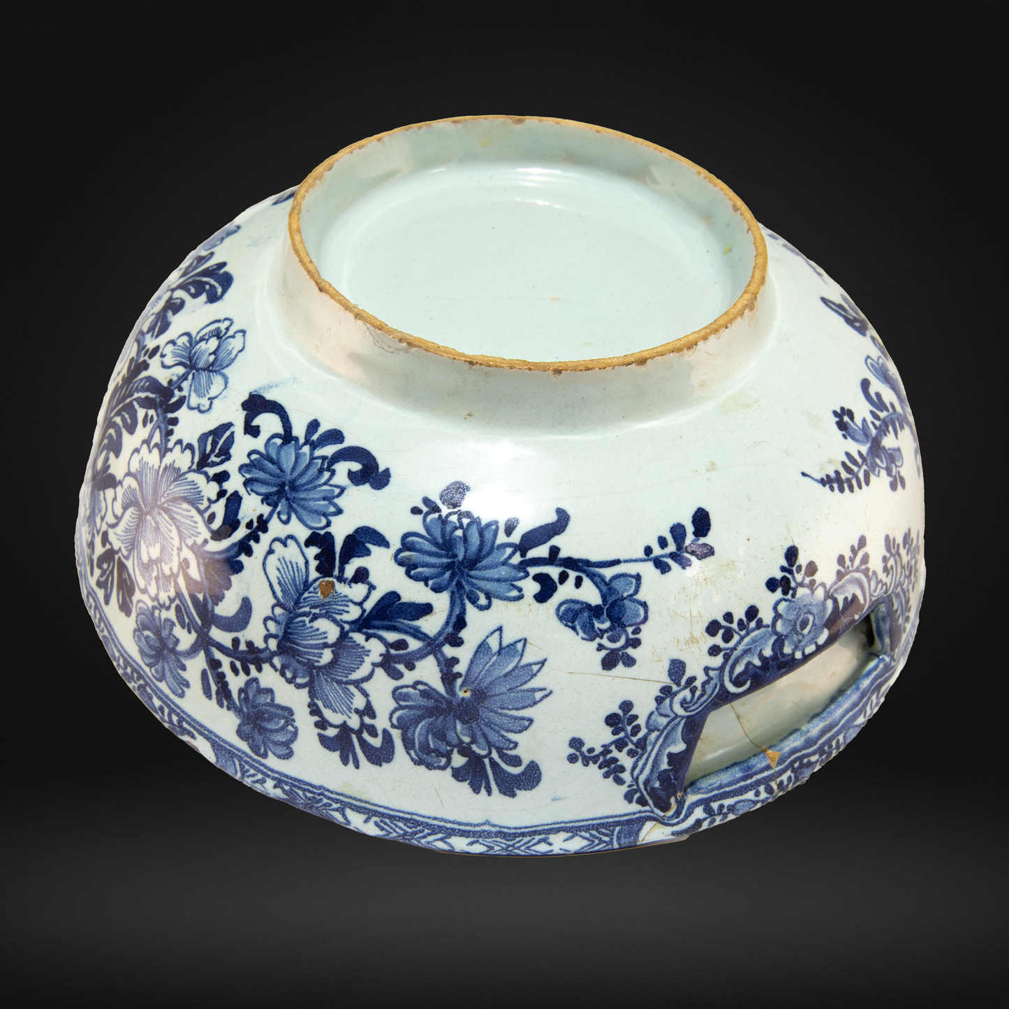 Mid 18th Century English Delftware Colander Bowl