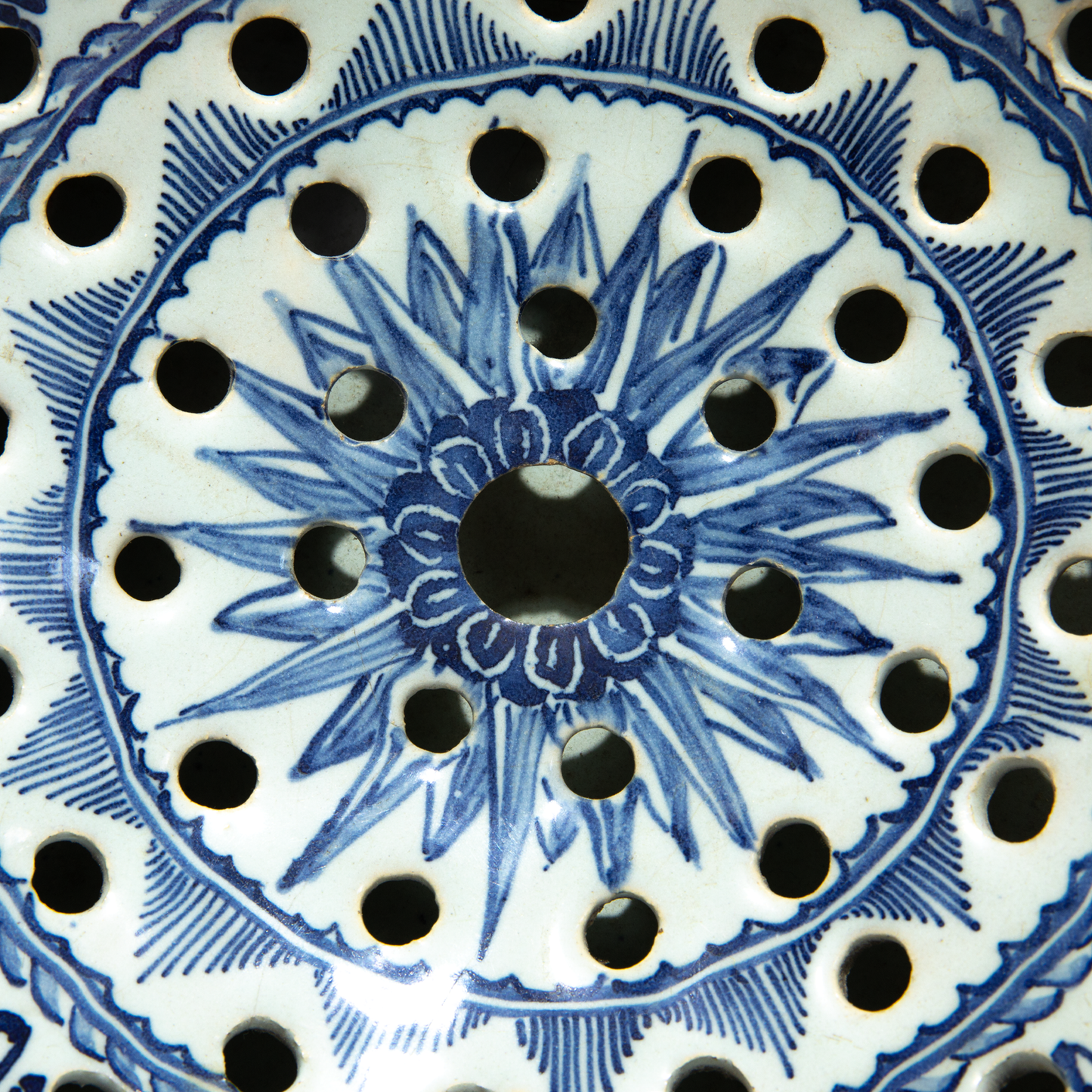 Mid 18th Century English Delftware Colander Bowl