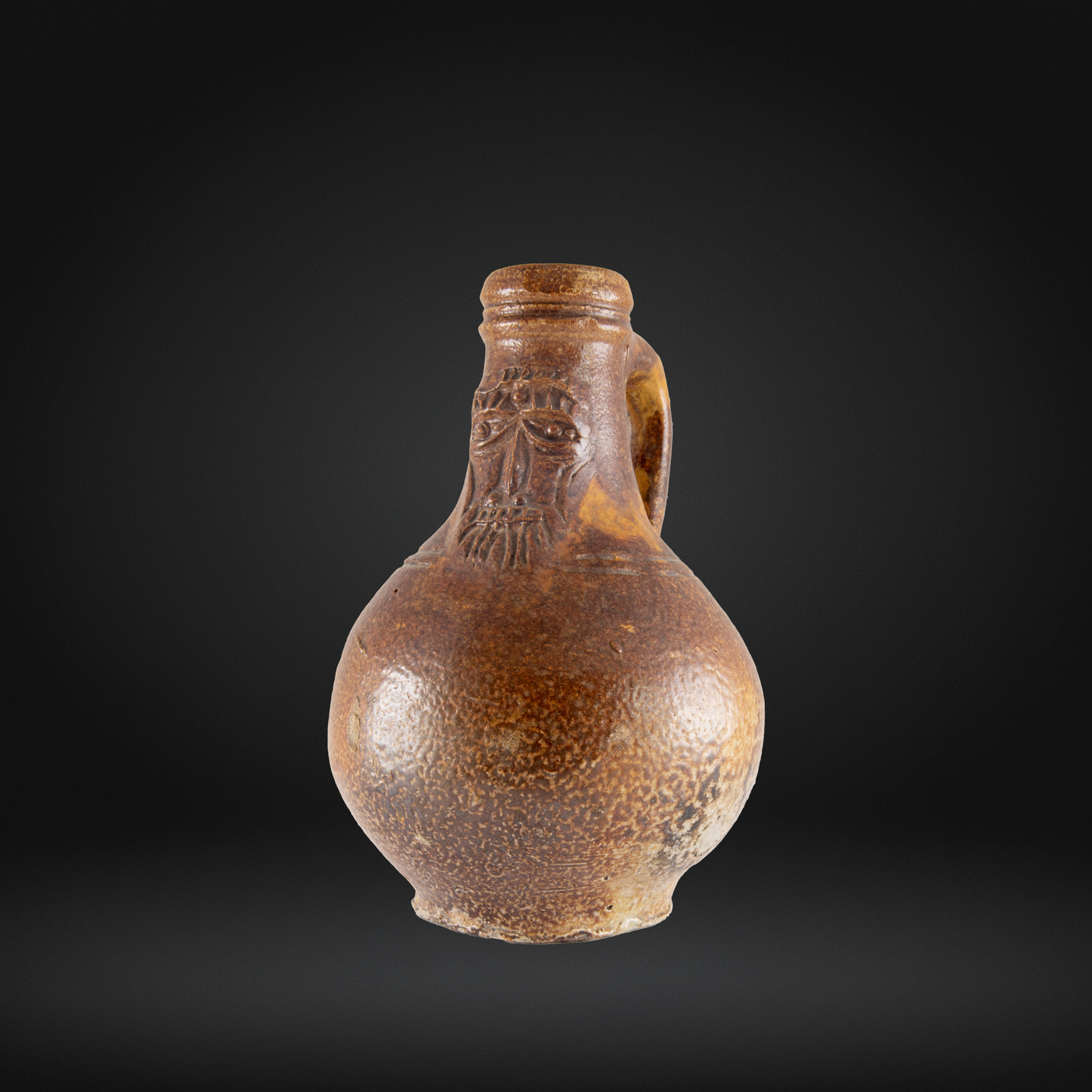 Small 17th Century Bellarmine Bottle, Salt Glazed Dumpty Bottle - 15.5cm