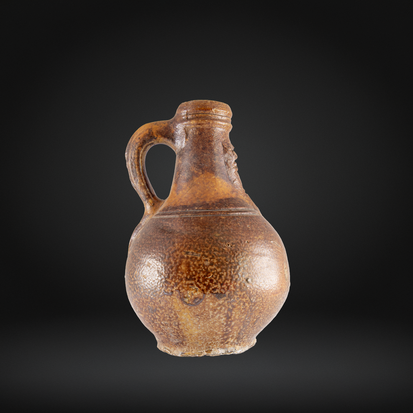 Small 17th Century Bellarmine Bottle, Salt Glazed Dumpty Bottle - 15.5cm