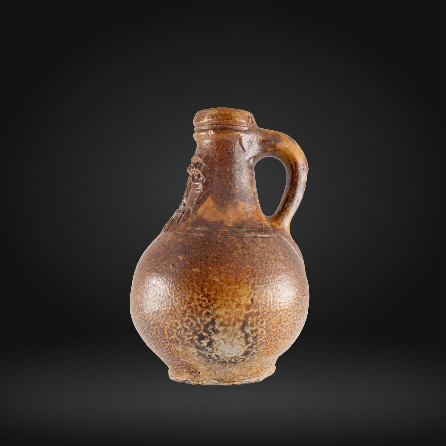 Small 17th Century Bellarmine Bottle, Salt Glazed Dumpty Bottle - 15.5cm