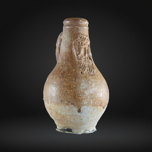 Small 17th Century Bellarmine Bottle, Salt Glazed Witch Bottle - Frechen 15.5cm