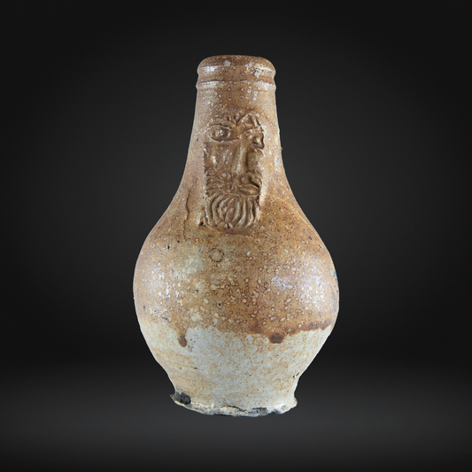 Small 17th Century Bellarmine Bottle, Salt Glazed Witch Bottle - Frechen 15.5cm