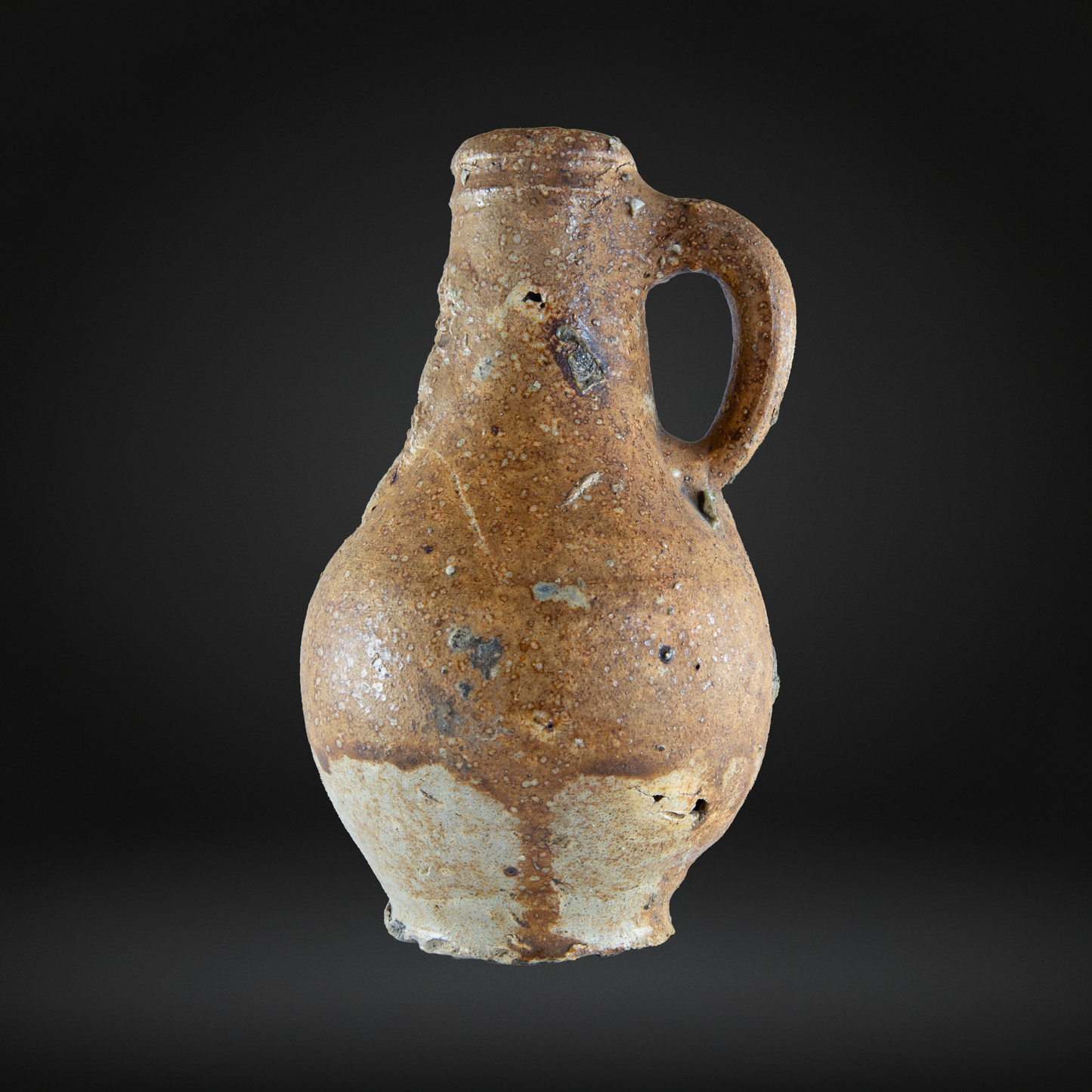 Small 17th Century Bellarmine Bottle, Salt Glazed Witch Bottle - Frechen 15.5cm