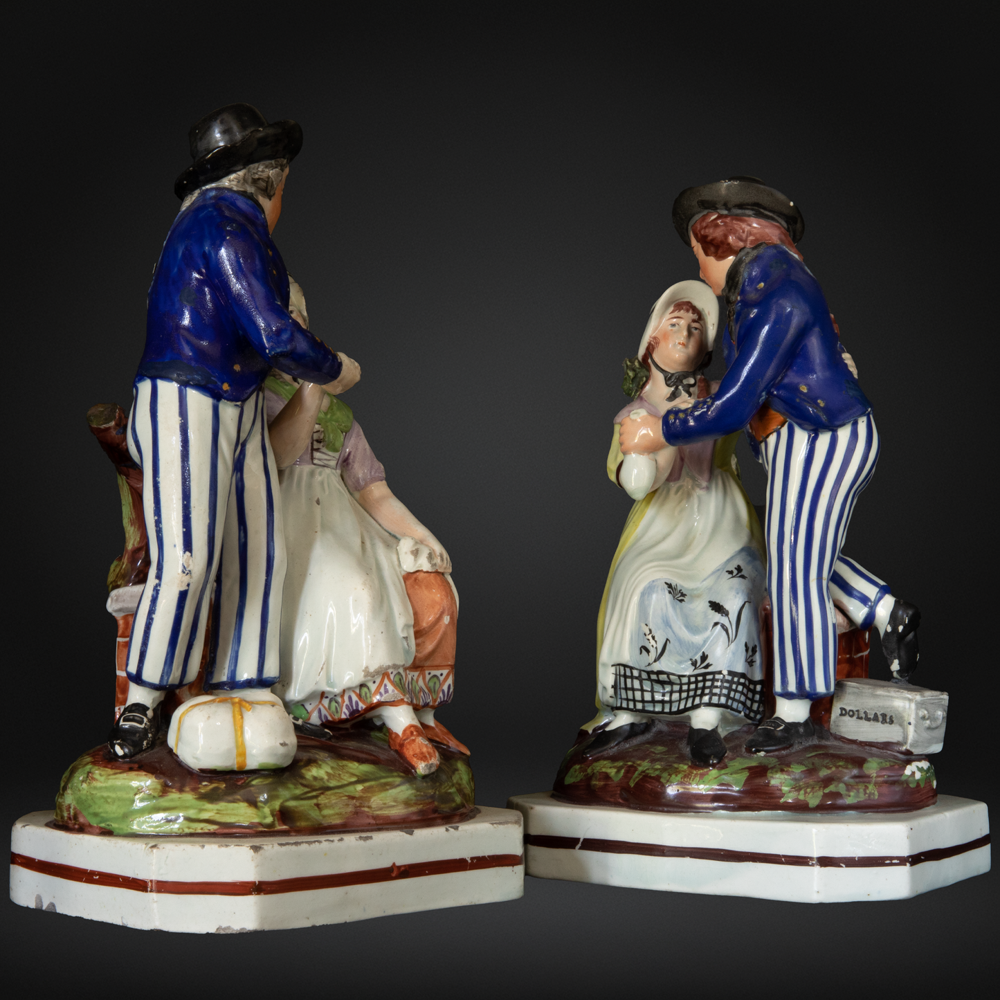PAIR of Staffordshire Pottery Pearlware Figures - Sailor's Farewell & Return - Early 19th Century