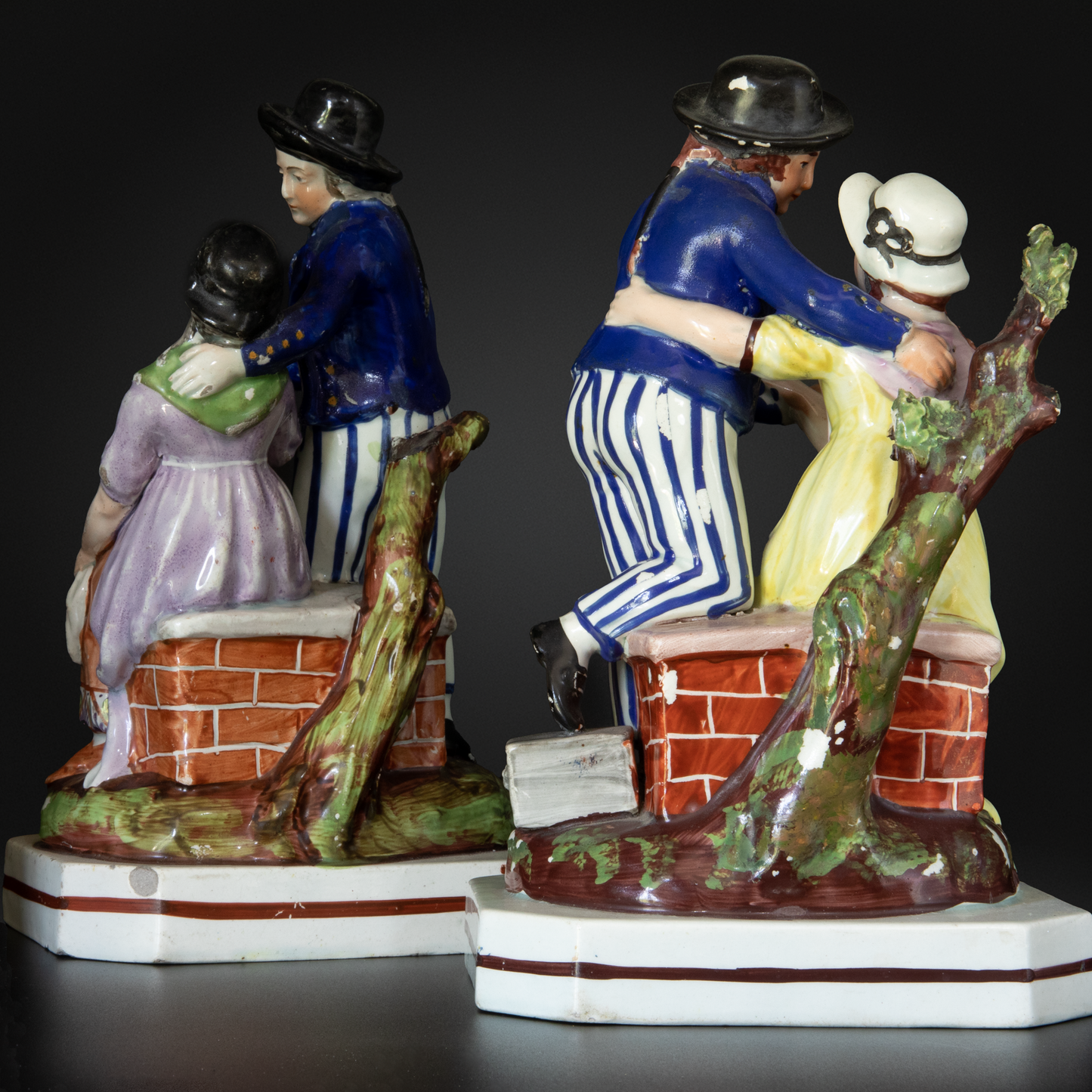 PAIR of Staffordshire Pottery Pearlware Figures - Sailor's Farewell & Return - Early 19th Century