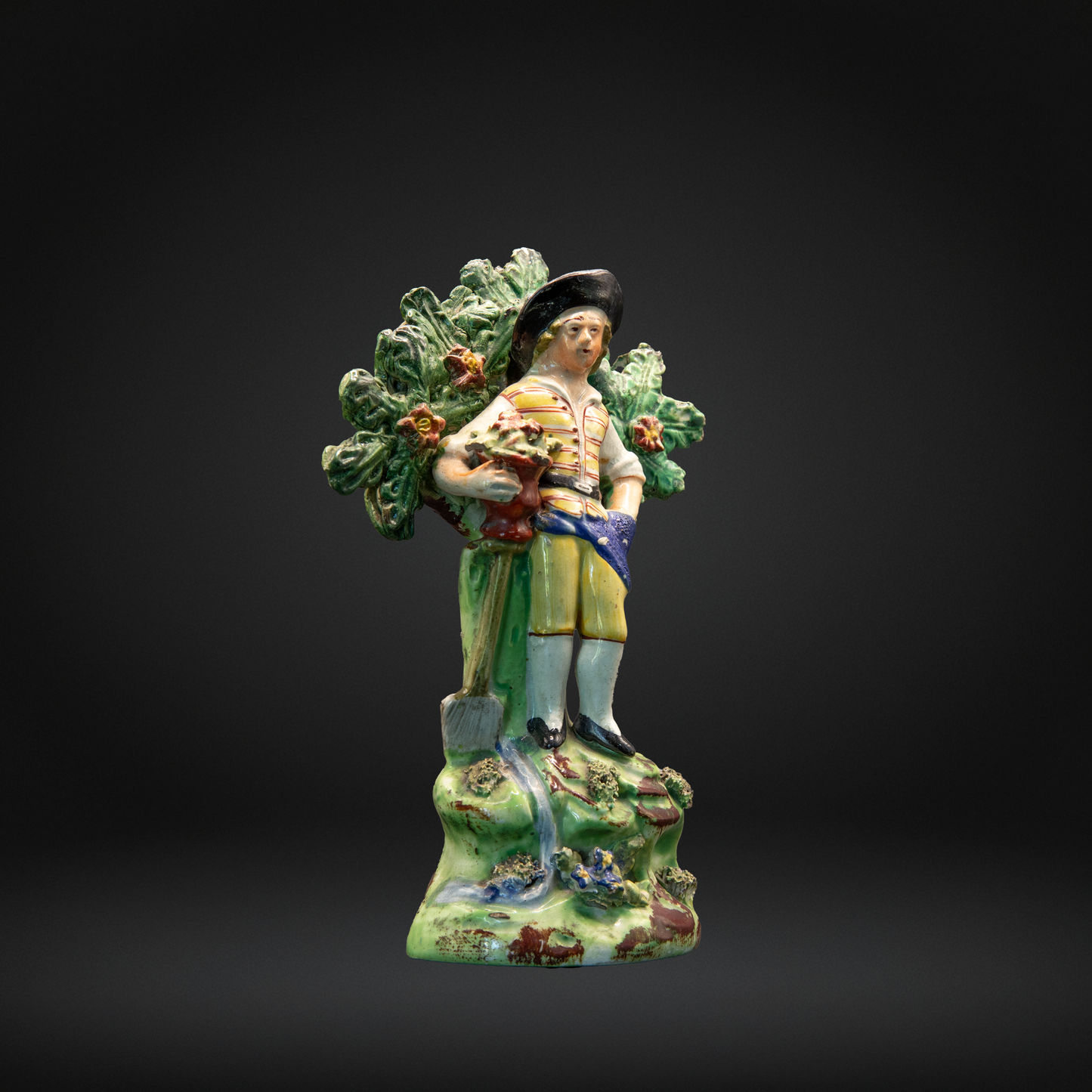Small Walton Pearlware Figure of a Gardener - Early 19th Century