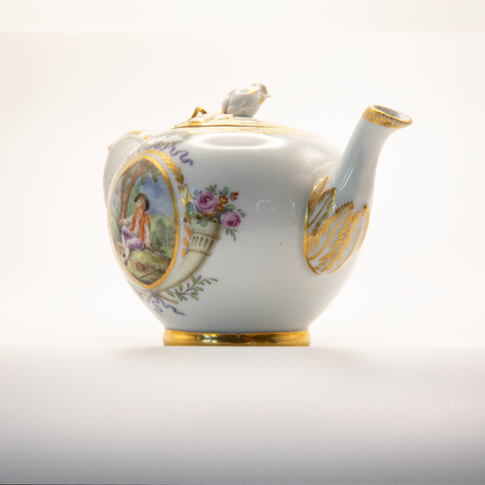 A Small Royal Copenhagen Porcelain Bullet-Shaped Teapot & Cover, late 18th century