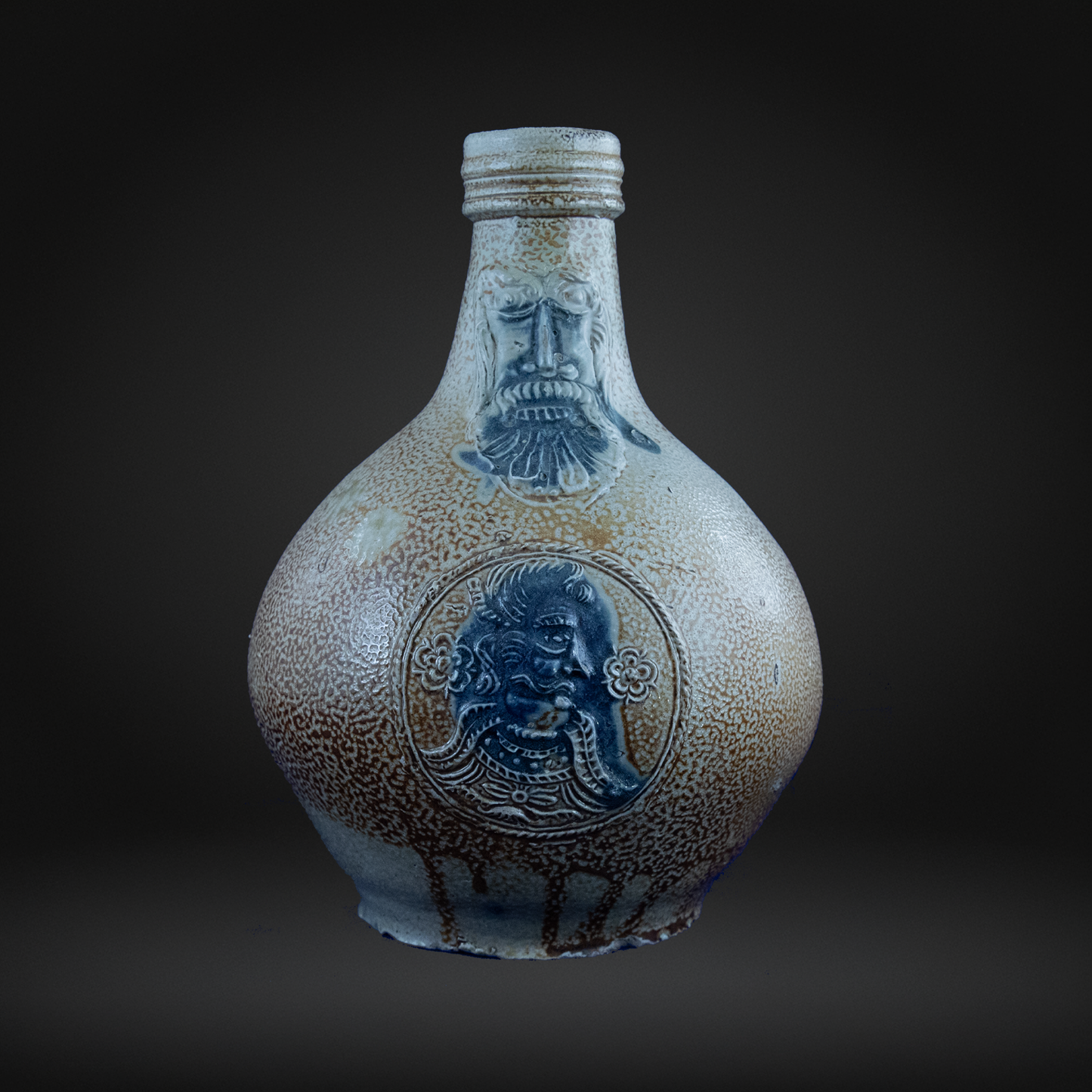 Cobalt Splashed Bellarmine Bottle circa 1600
